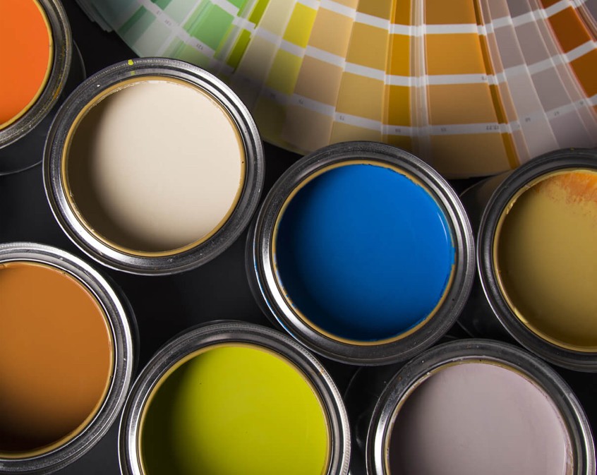 Paint cans and paint sample | Allied Flooring & Paint